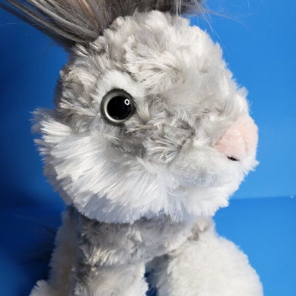 Adorable Gray Angora Bunny Plush Rabbit Stuffed Animal Toy Easter Plushie - Picture 1 of 10